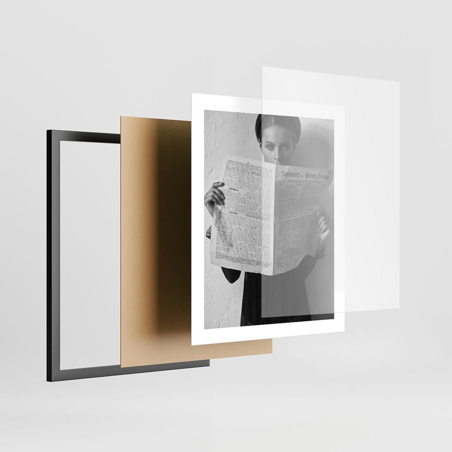 Plakat w ramie 40x50 - Nowe Wiadomości - retro zdjęcie, czarno białe - rama czarna