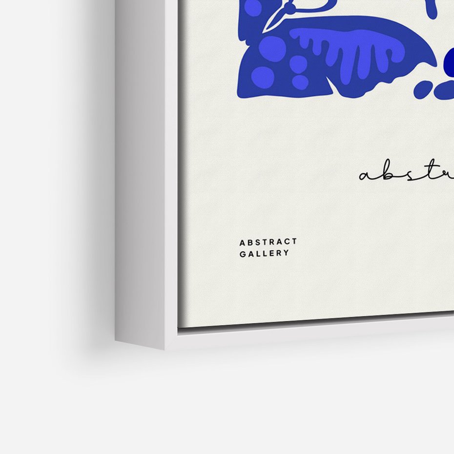 Obraz w ramie 80x120 - Wibracje Wnętrza - nowoczesny plakat, odcienie błękitu - rama biała