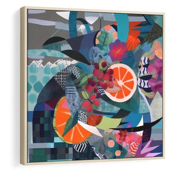 Obraz w ramie 80x80 - Migocące Widoki Harmonii - abstrakcyjny obraz, jak picasso - rama drewno