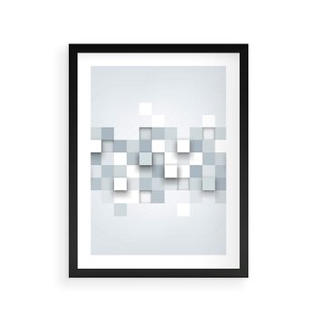 Plakat w ramie 40x50 - Trójwymiarowe formy geometryczne - geometria, 3D - rama czarna