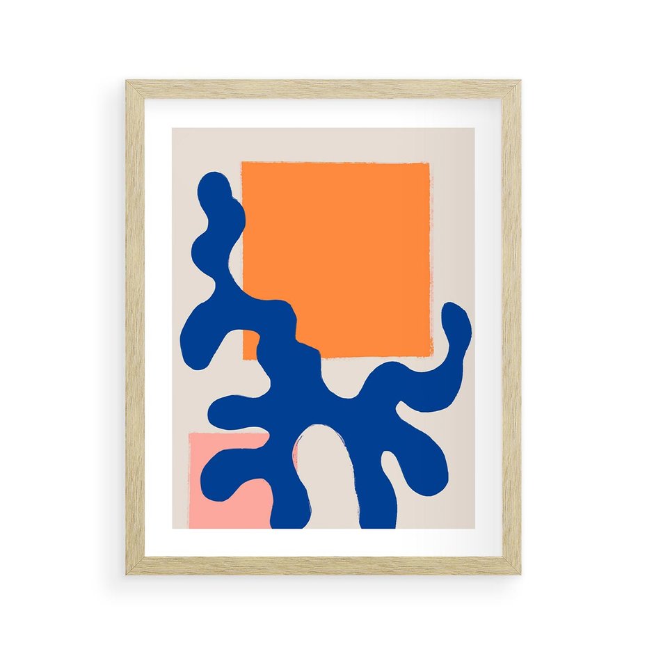 Plakat w ramie 40x50 - Bezczasowe Pastelowe Plamy - abstrakcja, nowoczesny plakat - rama drewno