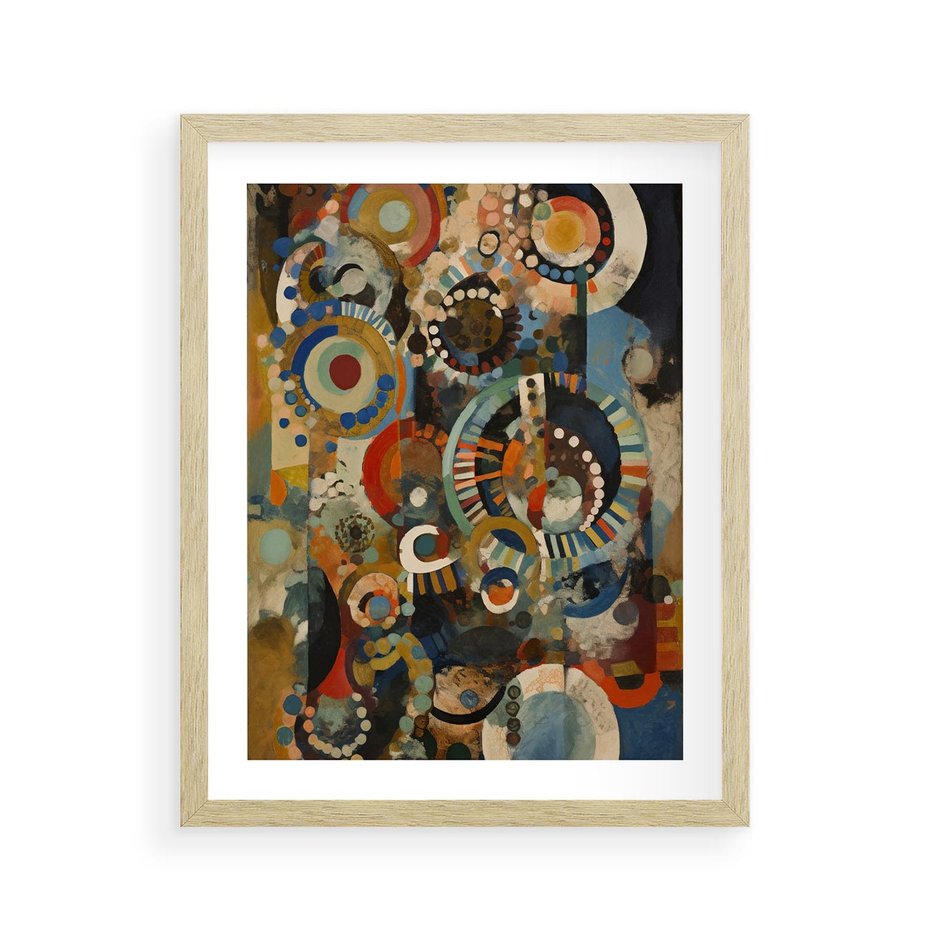 Plakat w ramie 40x50 - Podróżne Wizje Aberracji - abstrakcyjny obraz, mnogość kolorów - rama drewno