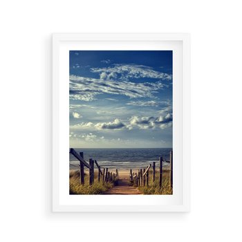 Plakat w ramie 30x40 - Plaża i morze - plaża, morze - rama biała