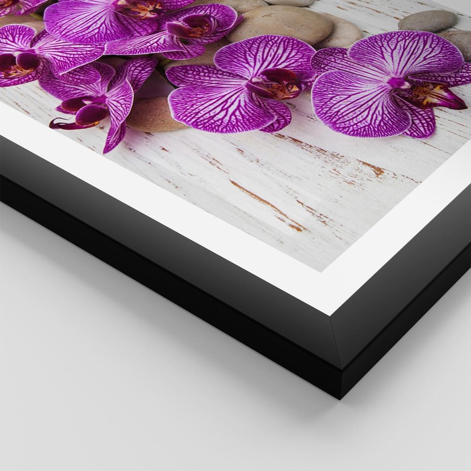 Plakat w ramie 30x40 - Relaksujące spa w otoczeniu orchidei - spa, świece - rama czarna