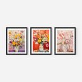 Zestaw obrazy w ramie 30x40 galeria - kwiaty, wazon, akwarela, pastele - rama czarna