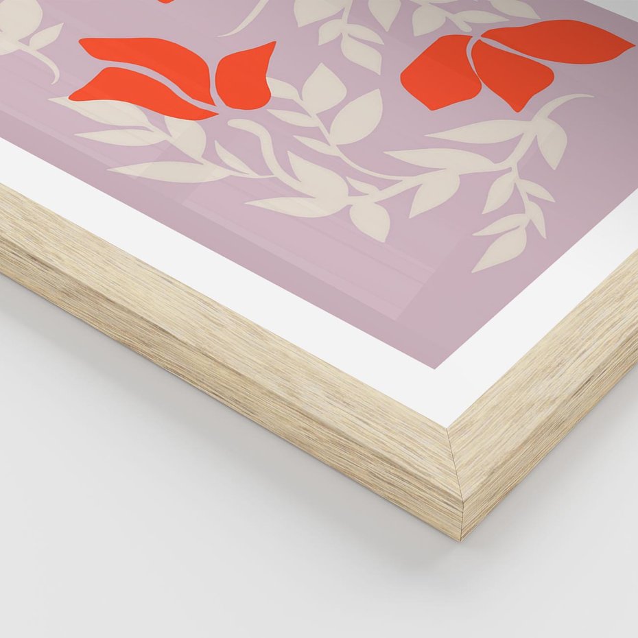 Plakat w ramie 50x70 - Kwiatowa Kreatywność - nowoczesny plakat, roślinne motywy - rama drewno