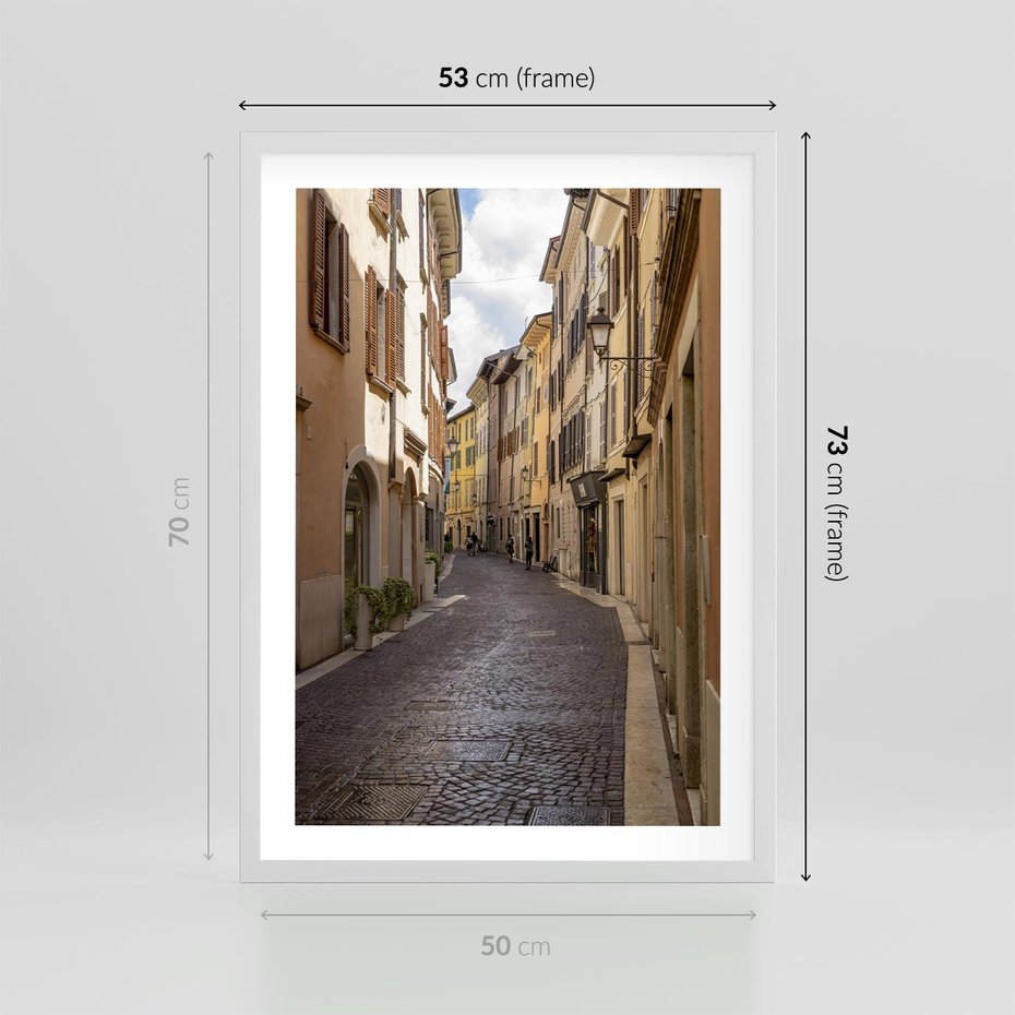 Plakat w ramie 50x70 - Magiczne widoki - uliczka, perspektywa - rama biała