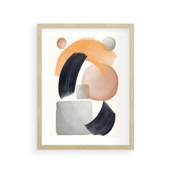 Plakat w ramie 30x40 - Graficzna Kreatywność - abstrakcyjna grafika, plamy - rama drewno