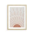 Plakat w ramie 30x40 - Słońce w Stylu Boho - słońce, grafika boho - rama drewno