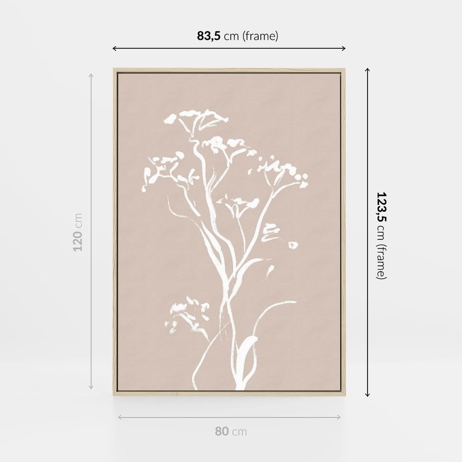 Obraz w ramie 80x120 - Harmonijne Mini Boho - minimalistyczny delikatny obraz, beżowe odcienie - rama drewno