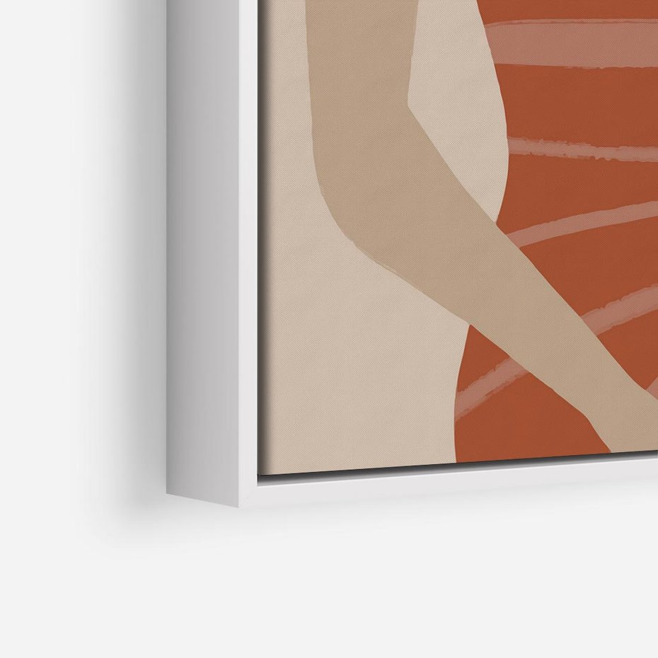 Obraz w ramie 80x80 - Kobiece Retro - minimalistyczny boho plakat, retro kobieta w stroju kąpielowym - rama biała