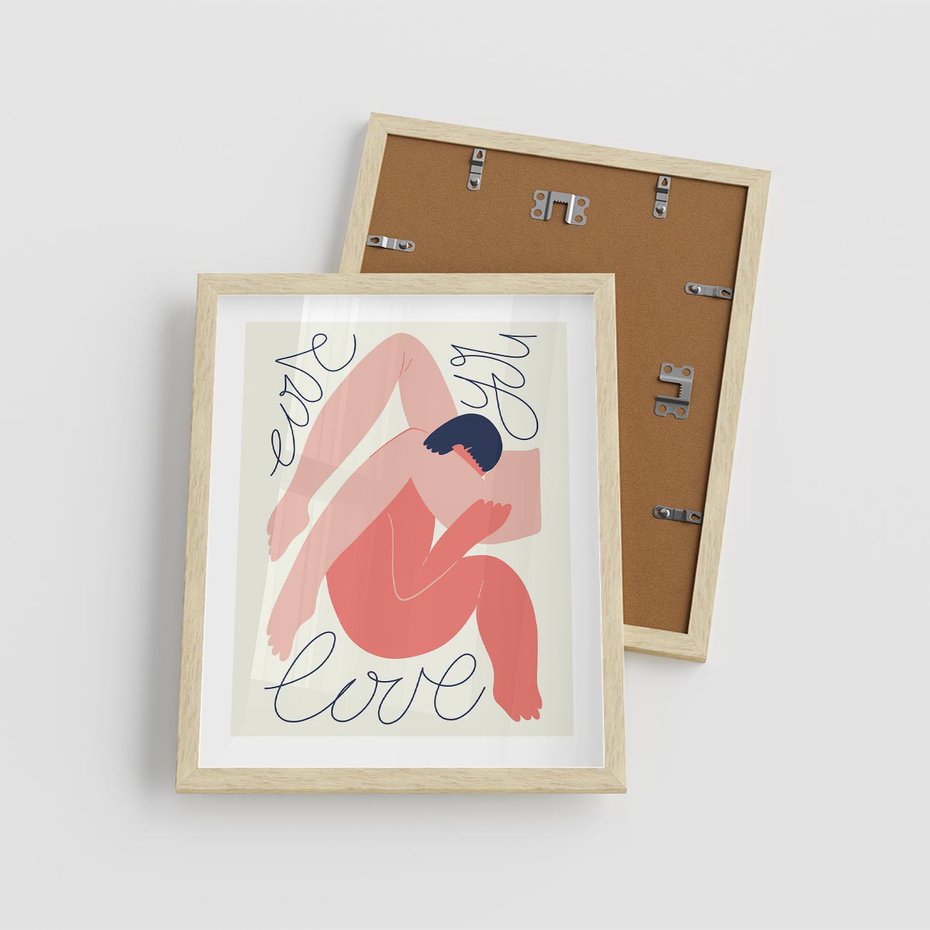 Plakat w ramie 40x50 - Dźwięk ciszy na płótnie - para zakochanych, graficzny obraz - rama drewno