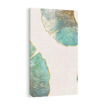 Obraz na płótnie 70x100 - Złota Melodia Liści - złote, turkusowe liście miłorzębu