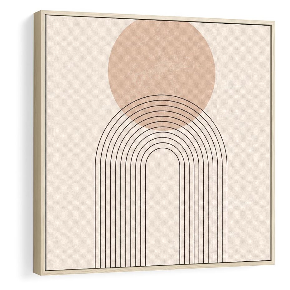 Obraz w ramie 50x50 - Konturem Zdefiniowane - boho plakat, minimalizm - rama drewno