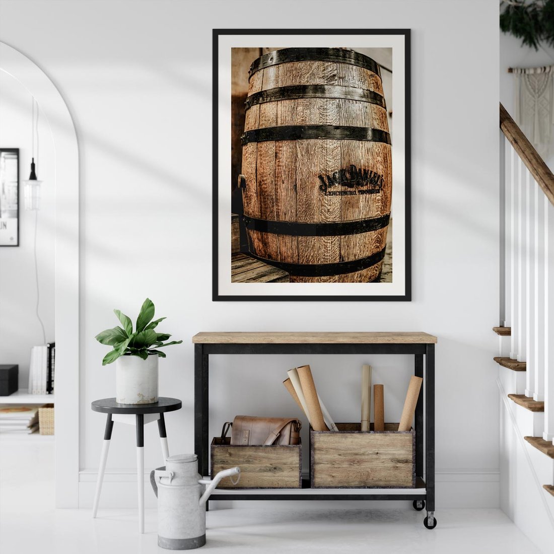 Plakat w ramie 30x40 - Rustykalna Whisky - beczka whiskey, jack daniel's - rama czarna