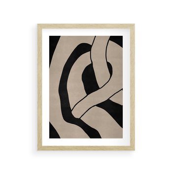 Plakat w ramie 30x40 - Obce Wariacje - abstrakcyjne linie, mroczny plakat - rama drewno