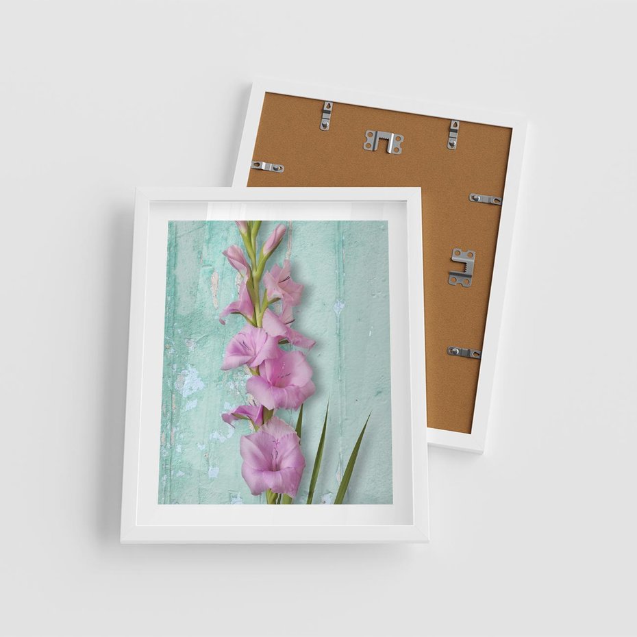 Plakat w ramie 40x50 - Piękno w delikatności - kwiaty, różowe - rama biała