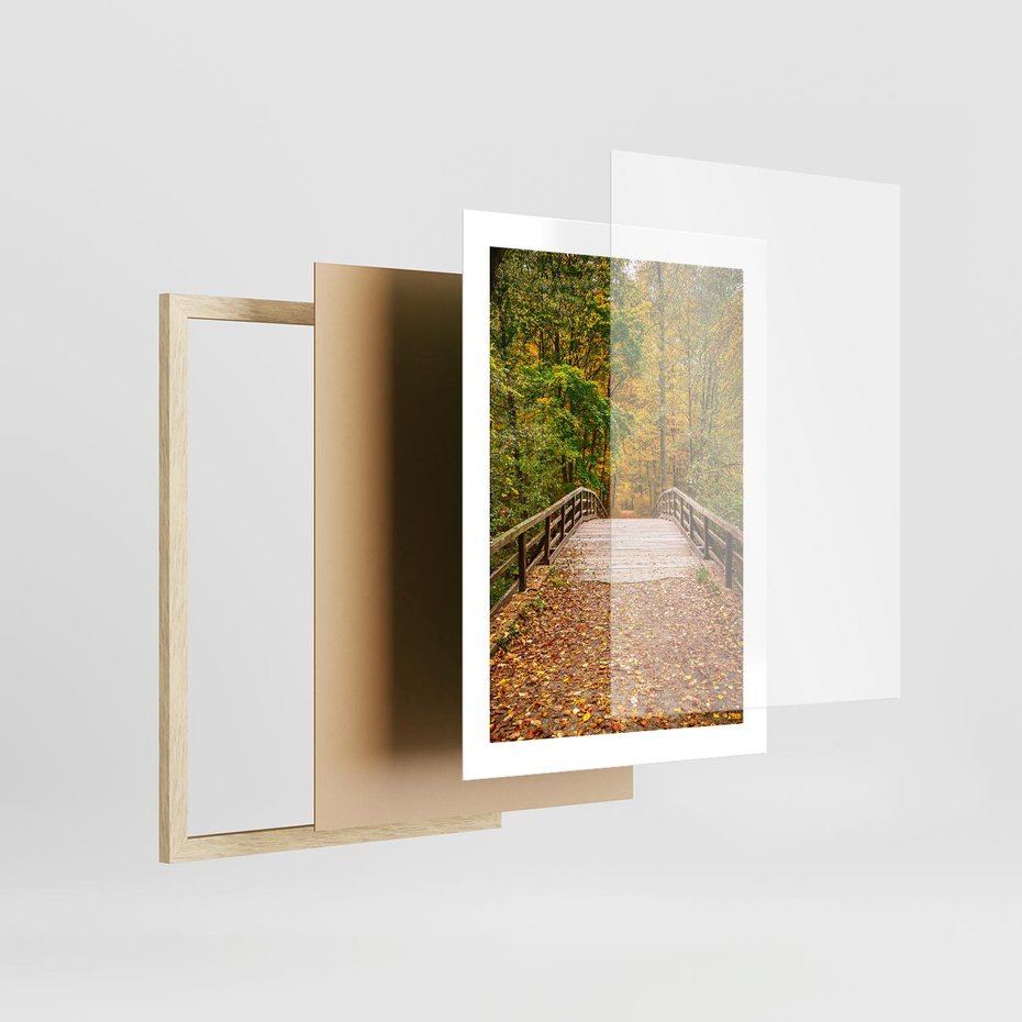 Plakat w ramie 30x40 - Spacer Ścieżką w Las - ścieżka, spacer - rama drewno