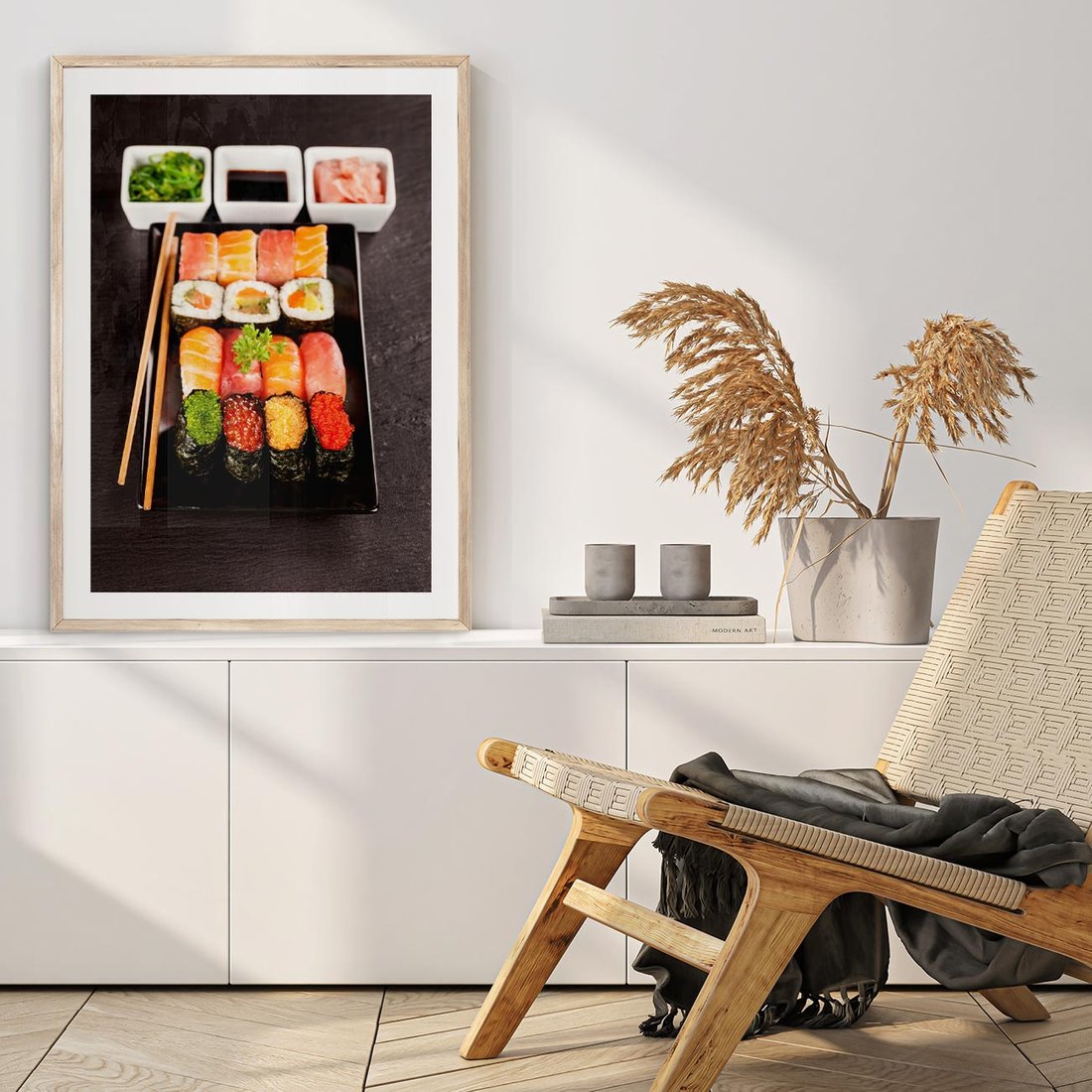 Plakat w ramie 30x40 - Kulinarne podróże do Japonii - sushi, japonia - rama drewno