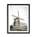 Plakat w ramie 50x70 - Wiejska Idylla z Młynem - wiatrak, młyn - rama czarna