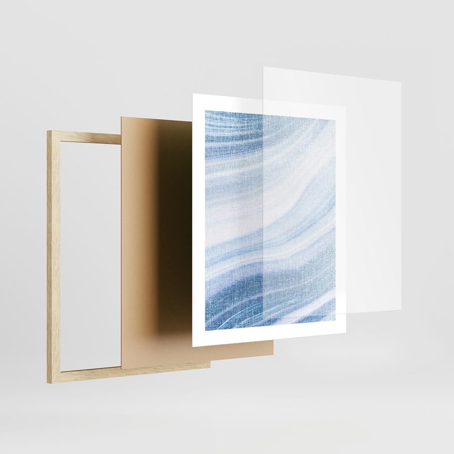 Plakat w ramie 40x50 - Abstrakcyjna akwarela - abstrakcja, akwarela - rama drewno