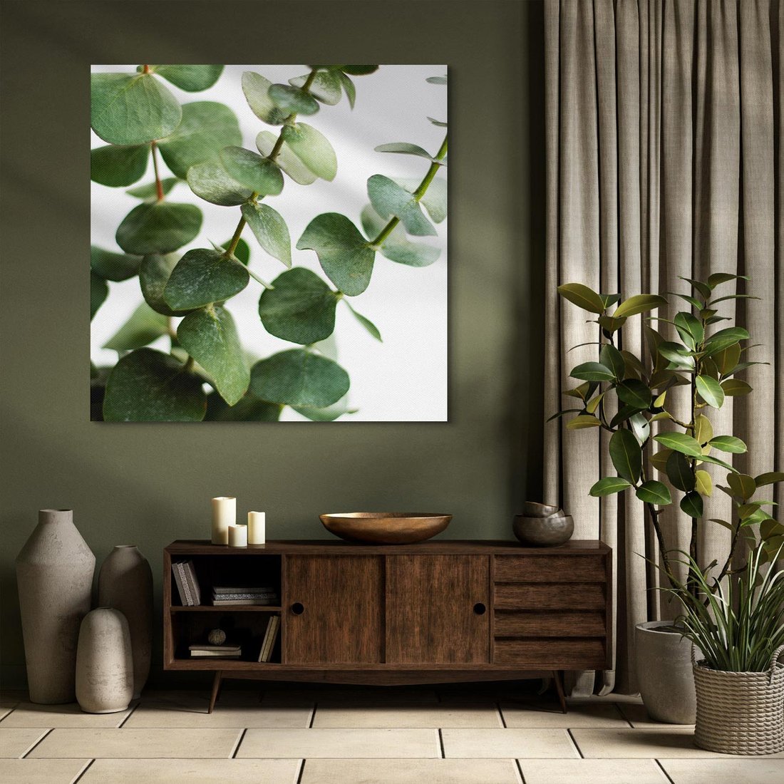Obraz na płótnie 70x70 - Zielone eukaliptusy - eukaliptus, liście