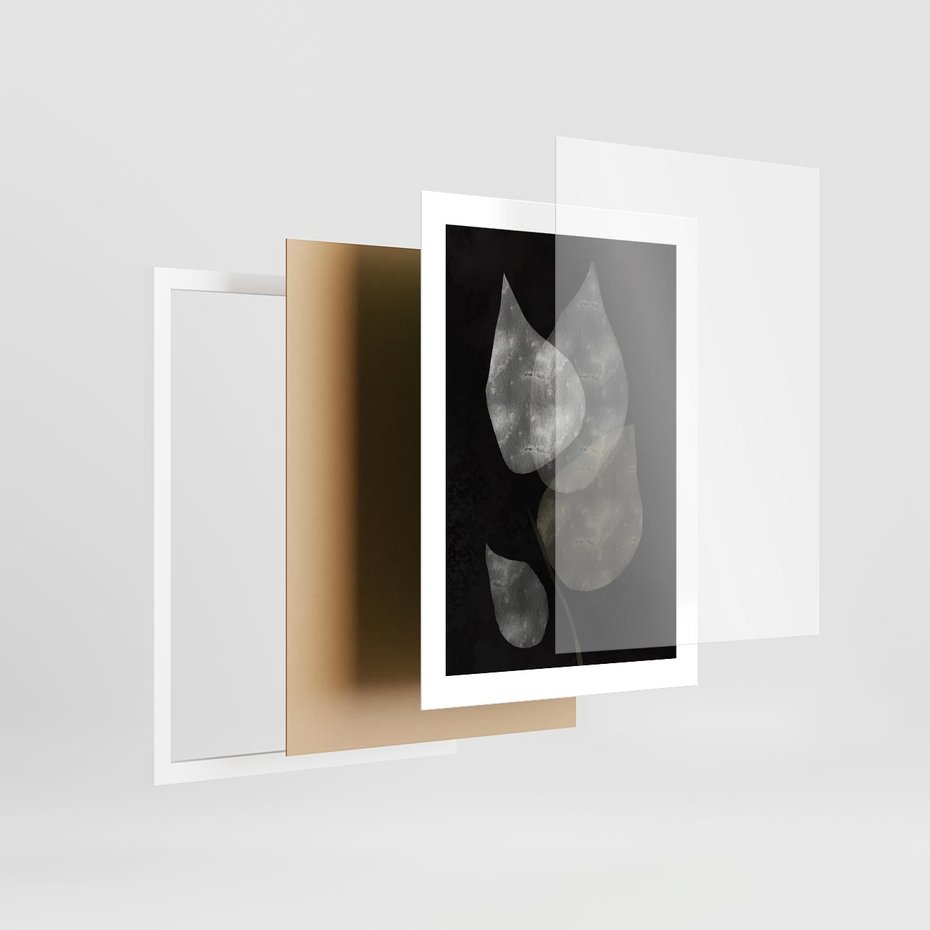 Plakat w ramie 30x40 - Mroczne Złudzenia - abstrakcyjne liście, mroczna atmosfera - rama biała