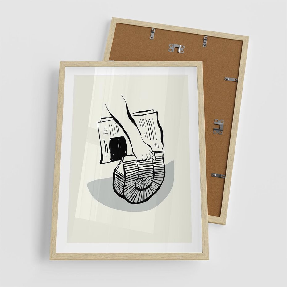 Plakat w ramie 50x70 - Szkicowe Gazetowe Inspiracje - grafika, szkic - rama drewno