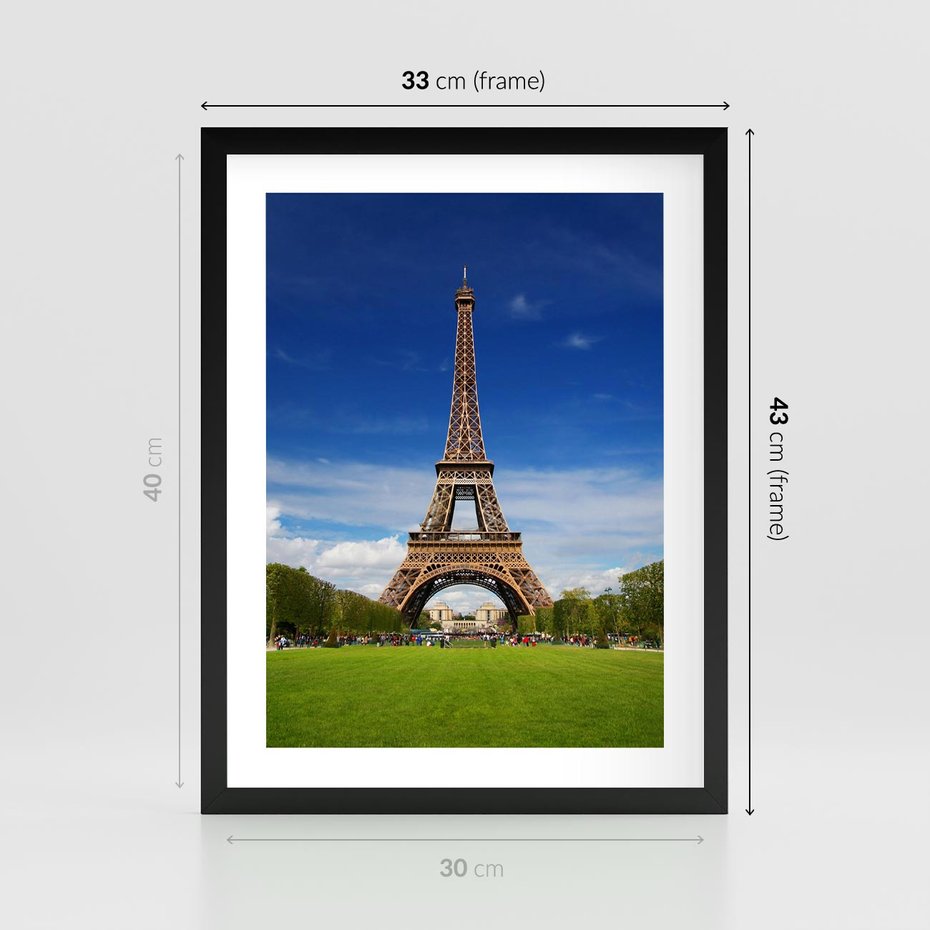 Plakat w ramie 30x40 - Eiffla: symbole Paryża - Eiffla, Paryż - rama czarna