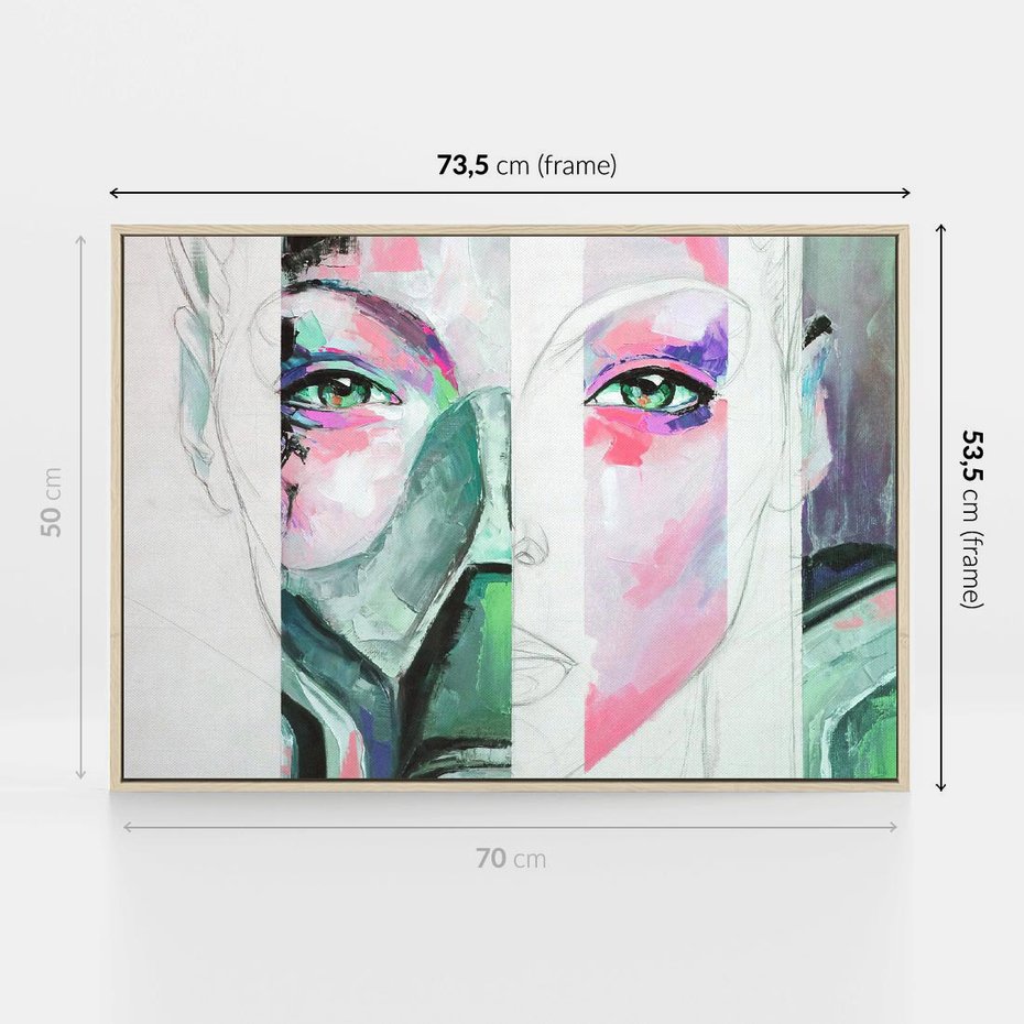 Obraz w ramie 70x50 - Niezakończona Piękność - abstrakcyjny obraz olejny, portret kobiety - rama drewno