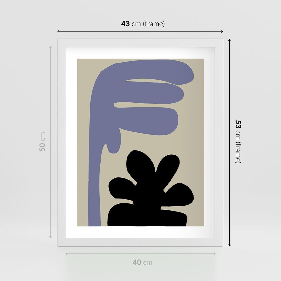 Plakat w ramie 40x50 - Abstrakcyjne Interakcje Form - minimalizm, boho plakat - rama biała
