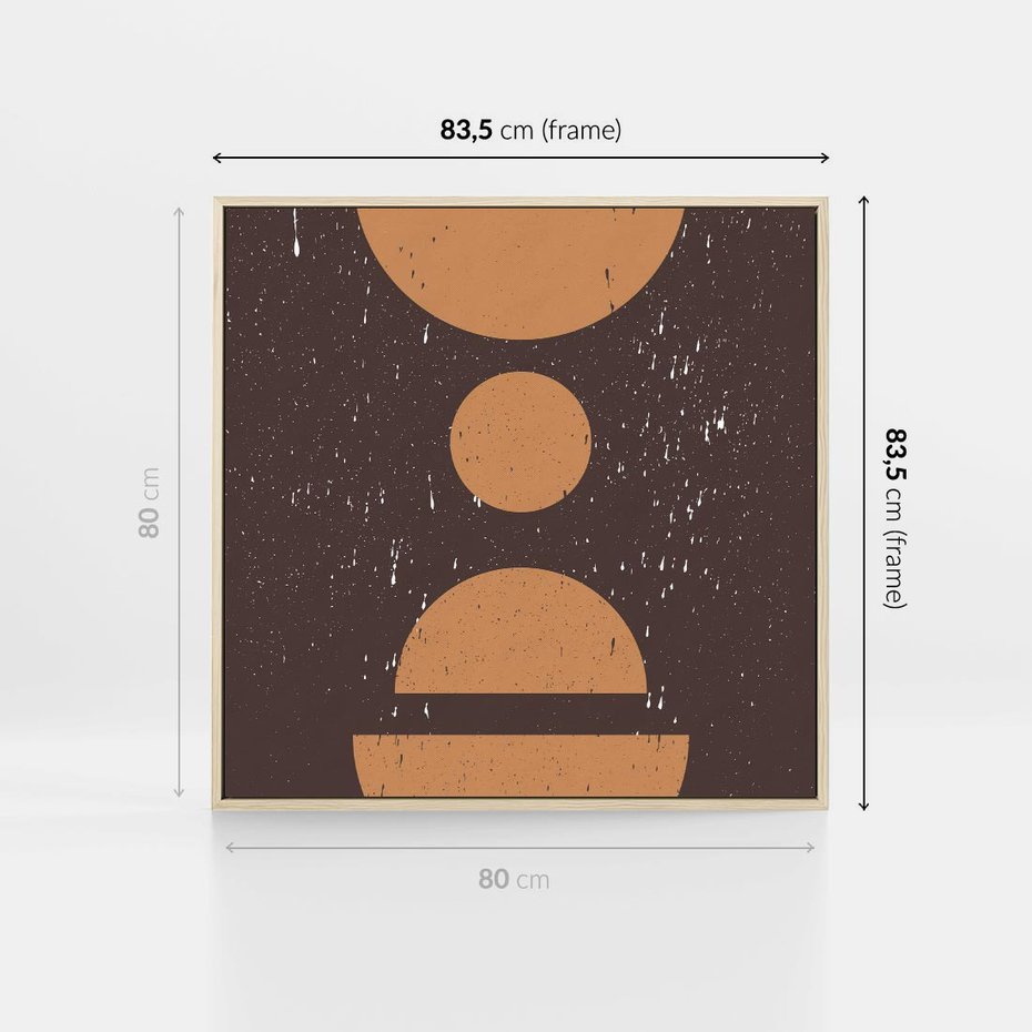 Obraz w ramie 80x80 - Impulsy Przestrzeni - mid century styl, nowoczesna grafika - rama drewno