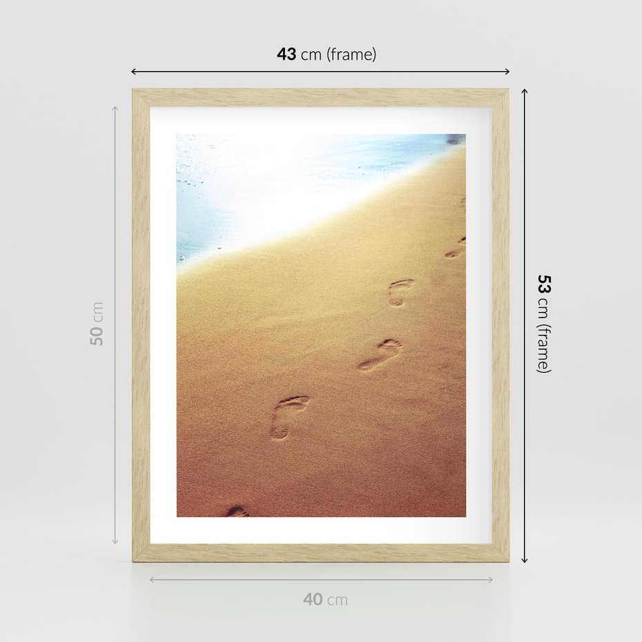 Plakat w ramie 40x50 - Ślad Przygody - ślady, stóp - rama drewno