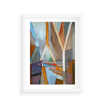 Plakat w ramie 50x70 - Geometria abstrakcji - abstrakcja, geometria - rama biała