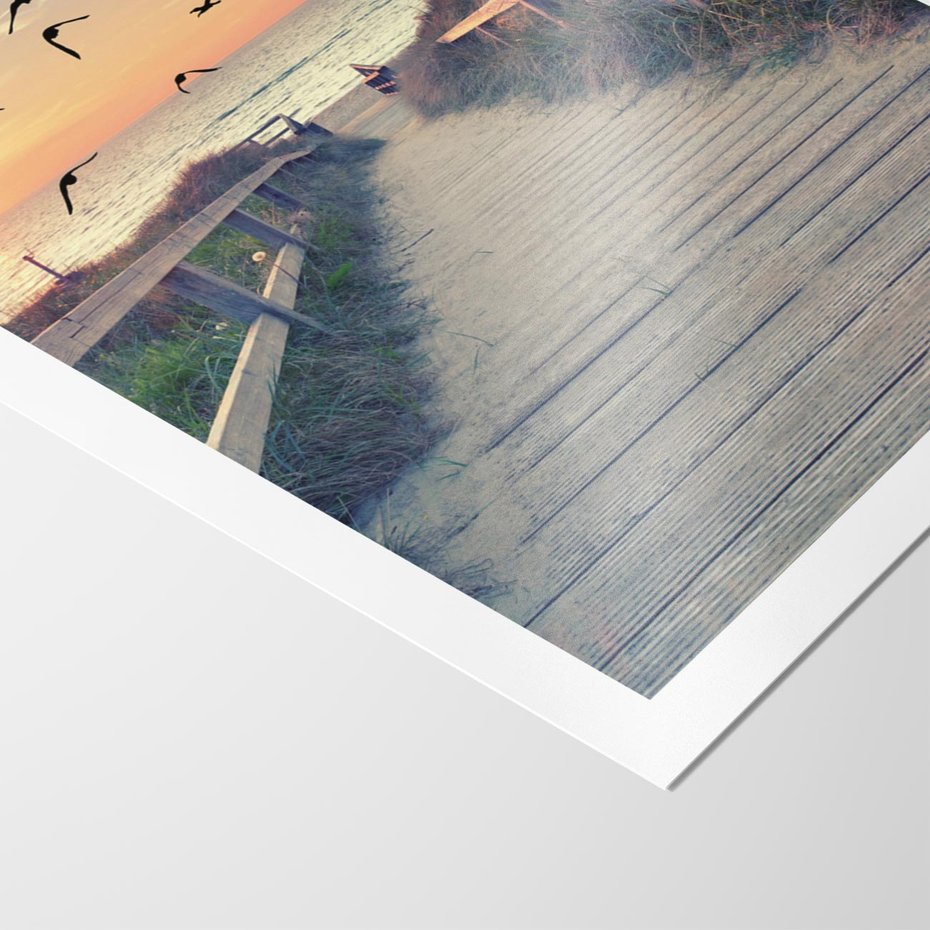 Plakat bez ramy 21x30 - Sielanka nad brzegiem - plaża, pomost