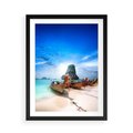 Plakat w ramie 50x70 - Morze na Łodzi - morze, łódź - rama czarna