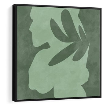 Obraz w ramie 50x50 - Kształty Zieleni - abstrakcyjny kształt, zielony plakat - rama czarna