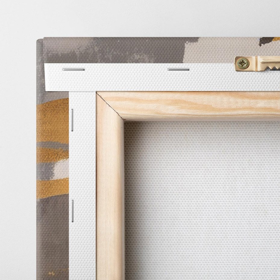 Obraz na płótnie 90x30 - Złote Maźnięcia Pędzla - złota abstrakcja, plamy