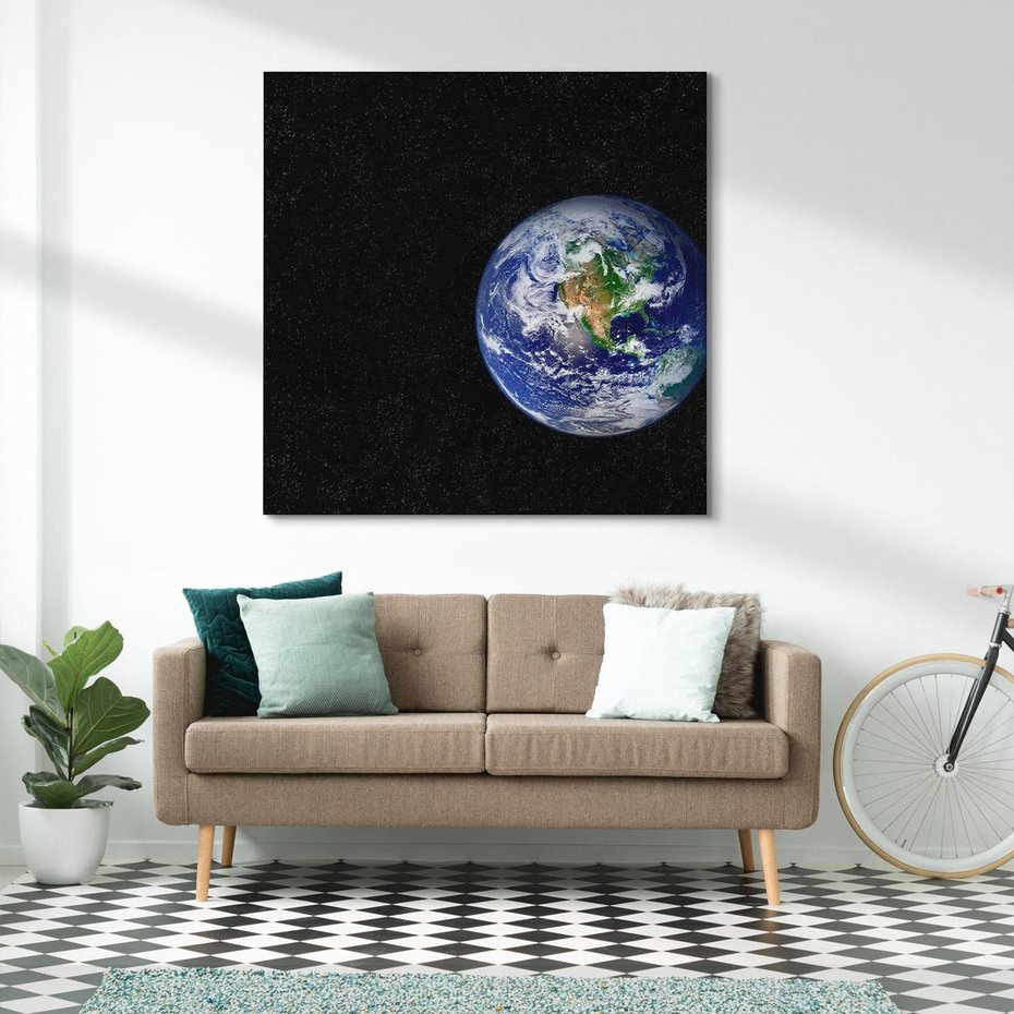 Obraz na płótnie 40x40 - Magiczne kosmiczne krajobrazy: ziemia i gwiazdy - kosmos, ziemia