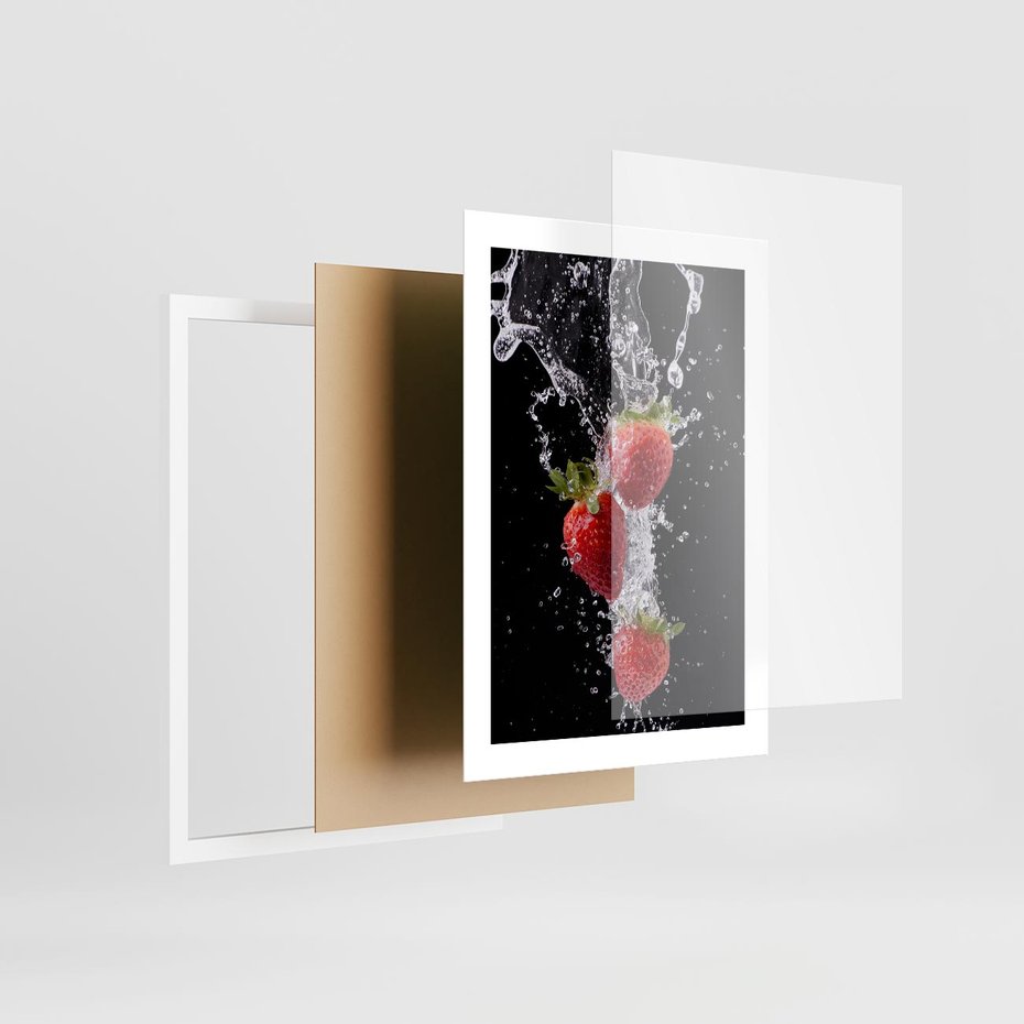 Plakat w ramie 30x40 - Słodki urok truskawek - truskawki, owoce - rama biała
