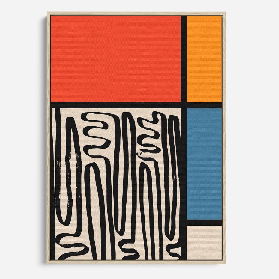 Obraz w ramie 80x120 - Podróżne Wibracje Serca - abstrakcyjny obraz, proste linie - rama drewno