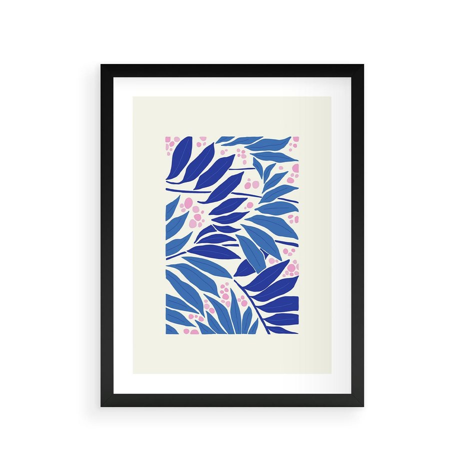 Plakat w ramie 30x40 - Kolorowy Wir - liściasta kompozycja, nowoczesny plakat - rama czarna