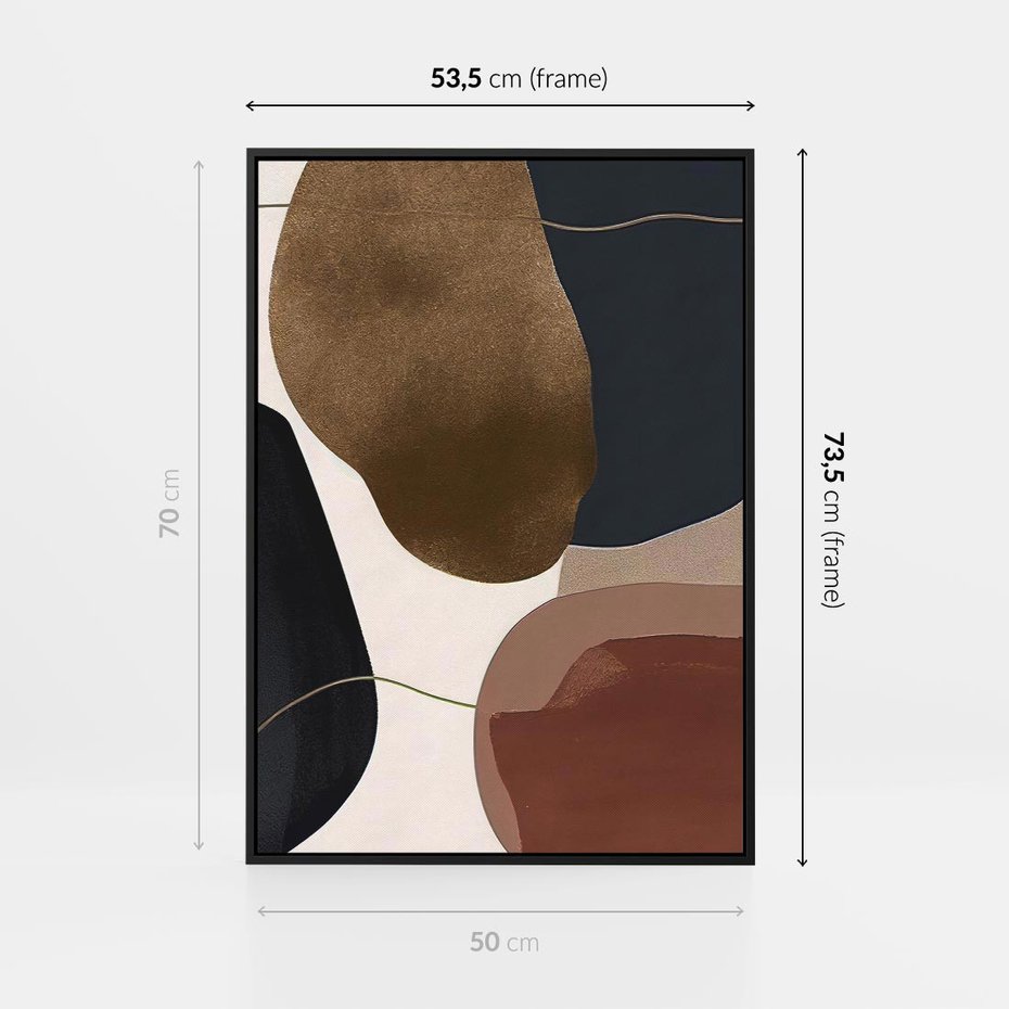 Obraz w ramie 50x70 - Wibracje uczuć i emocji - nieregularne plamy, czarny - rama czarna