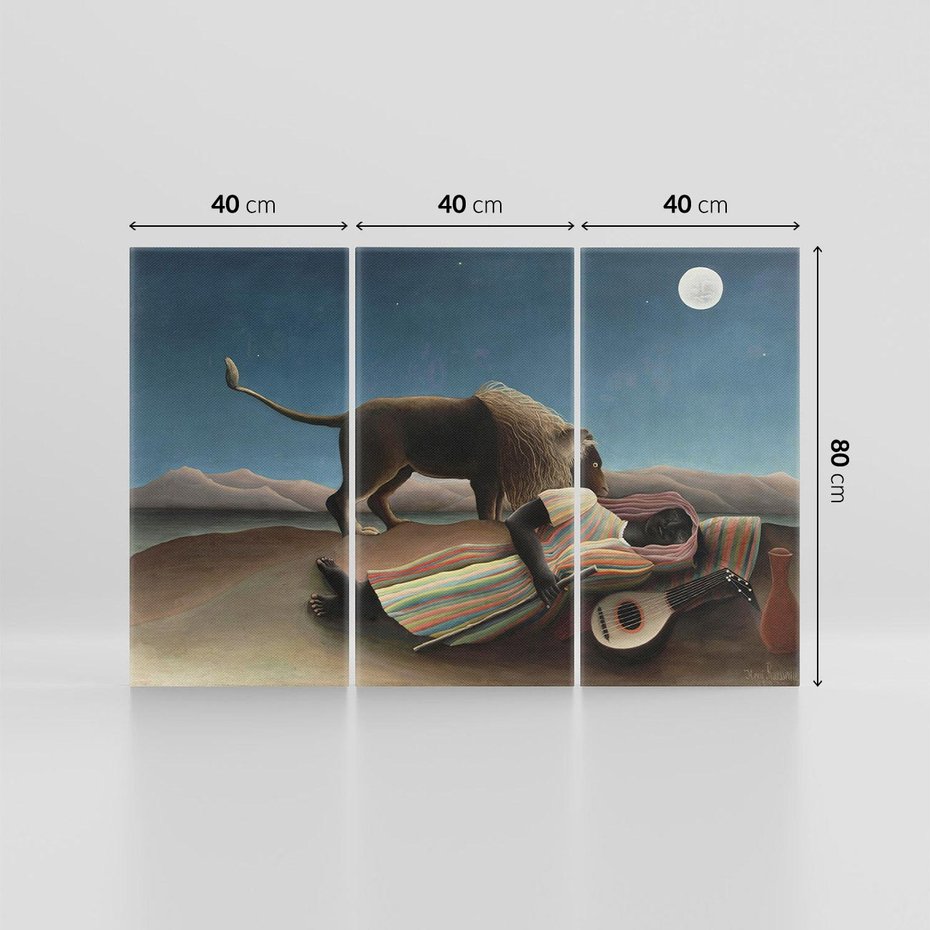 Obraz na płótnie 120x80 - "Sleeping Gypsy" (1897) Henriego Rousseau - Reprodukcja - reprodukcja, obraz na płótnie