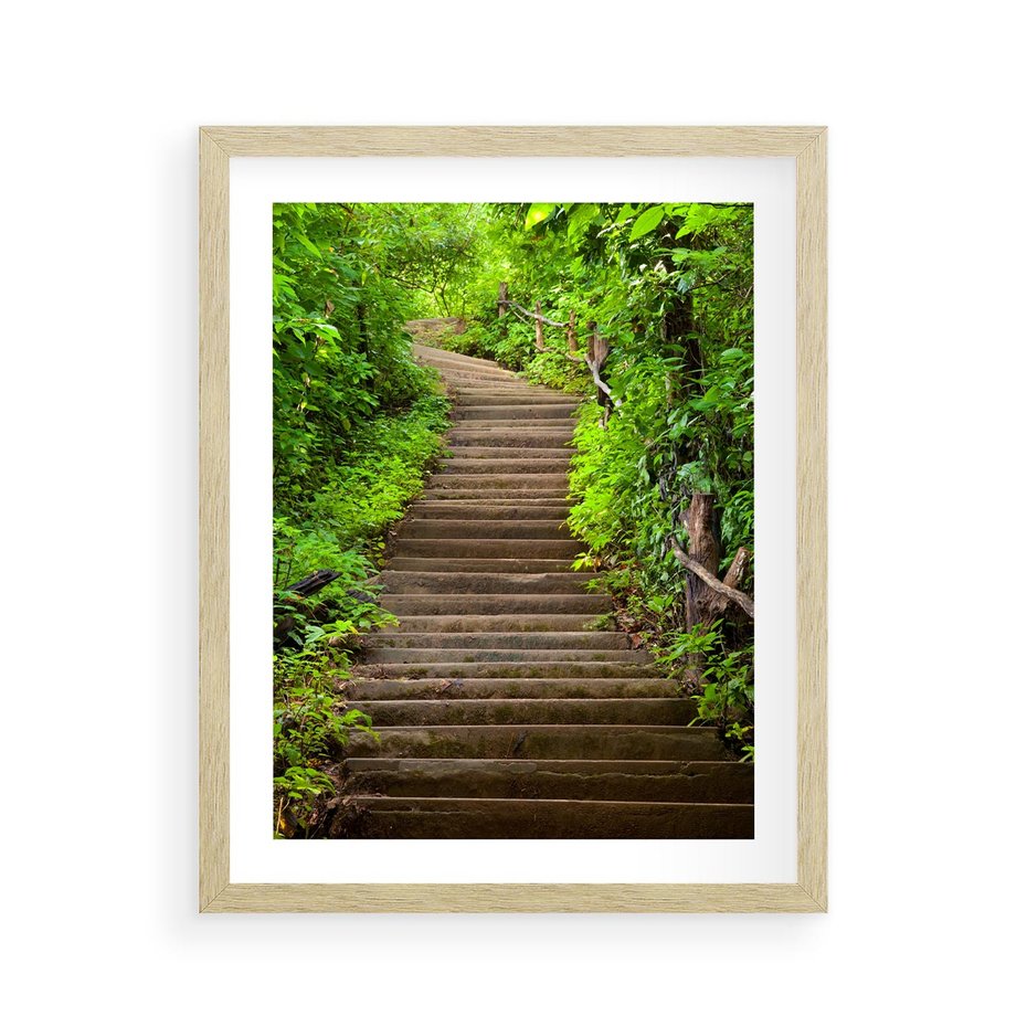 Plakat w ramie 40x50 - Magia Leśnej Ścieżki - ścieżka, w lesie - rama drewno