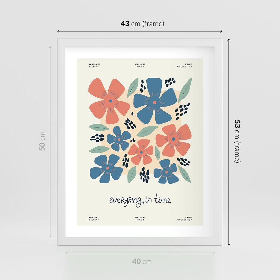 Plakat w ramie 40x50 - Kształtując Marzenia - kwiaty, nowoczesna abstrakcja - rama biała