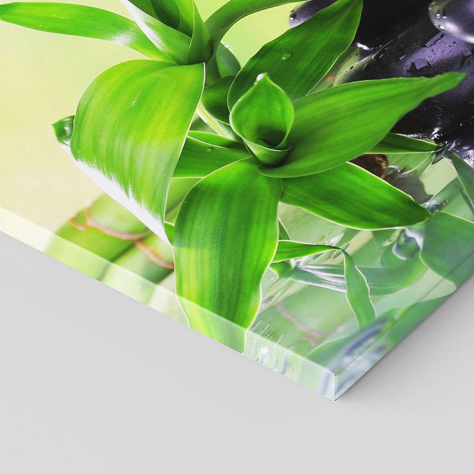 Obraz na płótnie 120x60 - Oaza Spokoju: Bambus, Kwiaty i Kamienie w SPA - bambus, kwiat