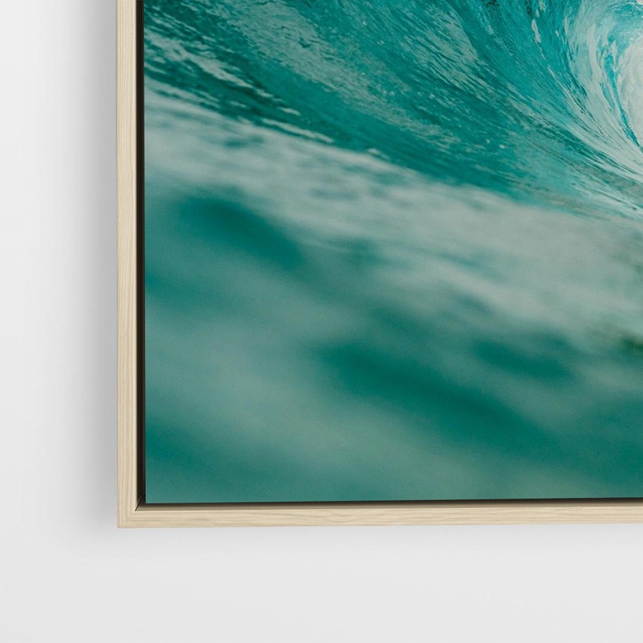 Obraz w ramie 80x80 - Rajskie Wybrzeże - fotografia, duża fala - rama drewno