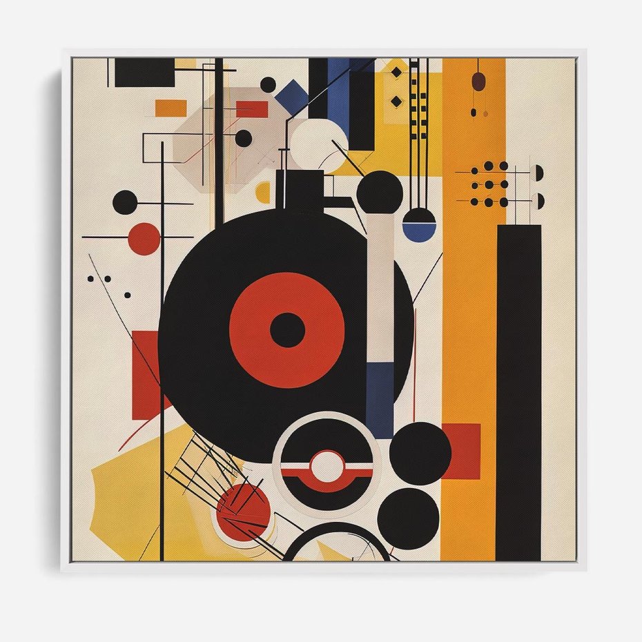 Obraz w ramie 50x50 - Wnętrza Refleksyjnego Światła - modernistyczny obraz, styl bauhaus - rama biała