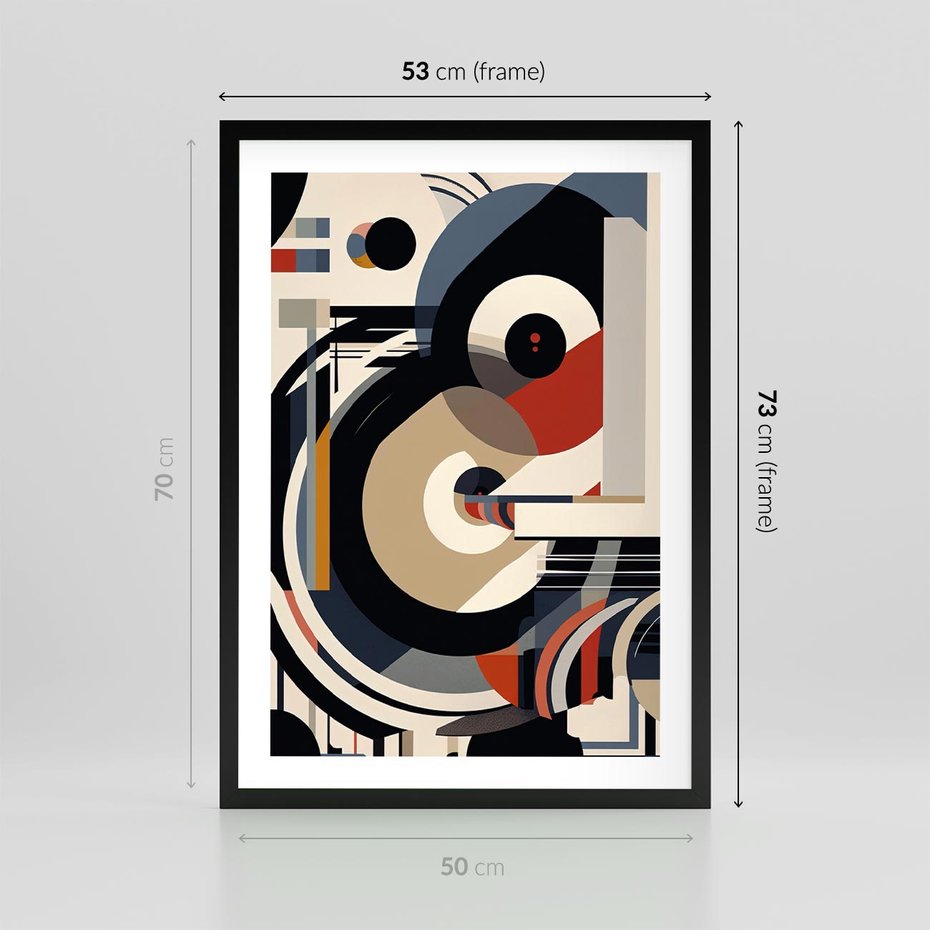Plakat w ramie 50x70 - Wibracje Marzeń - abstrakcyjny obraz, geometryczne koła - rama czarna